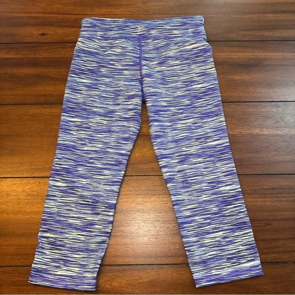 Old Navy‎ Active Go Dry Youth Girls Blue Purple Striped Cropped Leggings Size L